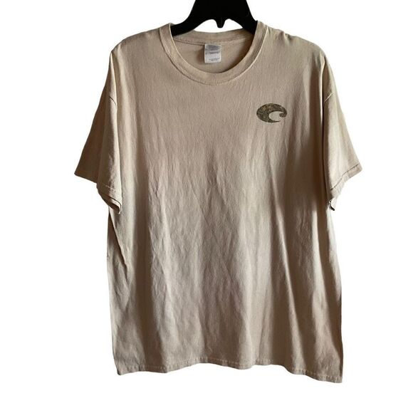 Gildan Costa Tee Shirt Crew Neck Tan Costa Tropical Logo Short Sleeve Large - Picture 1 of 12